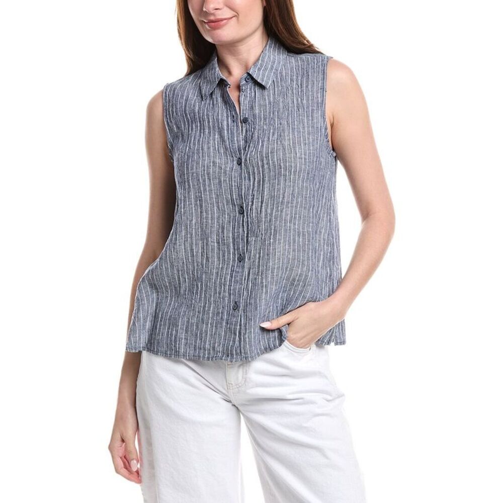 Eileen Fisher Womens  Linen Shirt, Blue